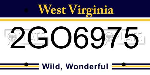 2GO6975 West Virginia License Plate