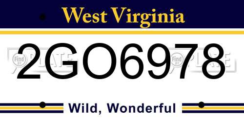 2GO6978 West Virginia License Plate