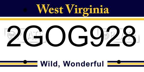 2GOG928 West Virginia License Plate
