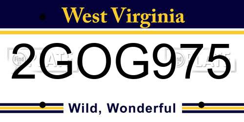 2GOG975 West Virginia License Plate