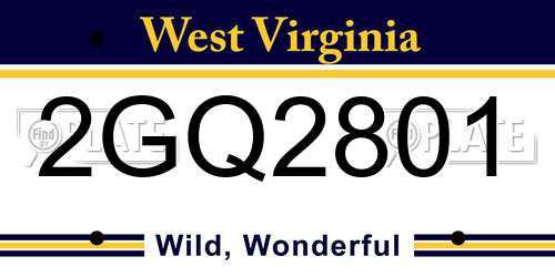 2GQ2801 West Virginia License Plate