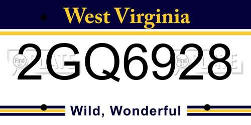 2GQ6928 West Virginia License Plate