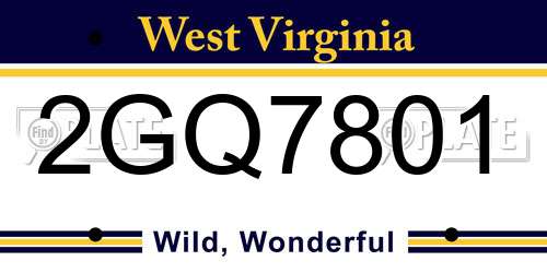 2GQ7801 West Virginia License Plate