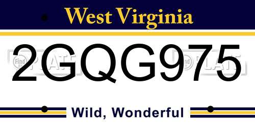 2GQG975 West Virginia License Plate