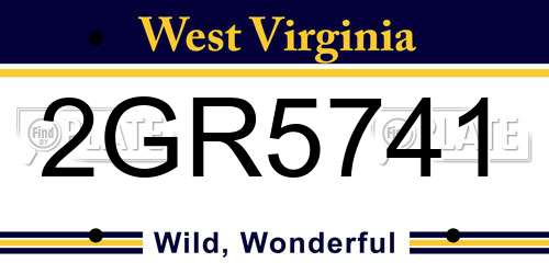 2GR5741 West Virginia License Plate