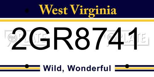 2GR8741 West Virginia License Plate