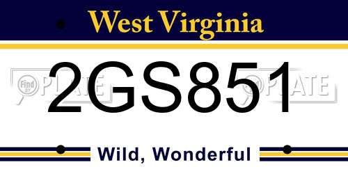 2GS851 West Virginia License Plate