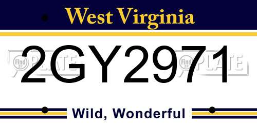 2GY2971 West Virginia License Plate