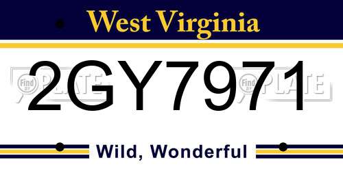 2GY7971 West Virginia License Plate