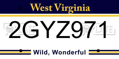 2GYZ971 West Virginia License Plate