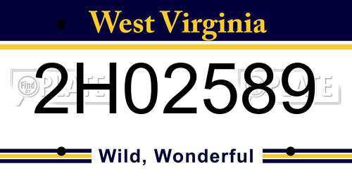 2H02589 West Virginia License Plate