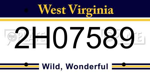 2H07589 West Virginia License Plate
