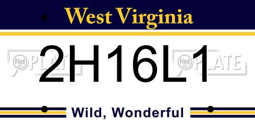 2H16L1 West Virginia License Plate