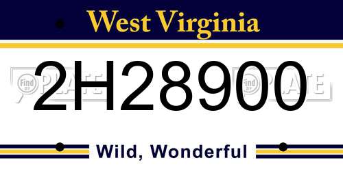 2H28900 West Virginia License Plate