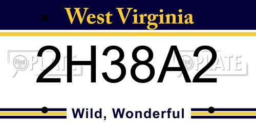 2H38A2 West Virginia License Plate