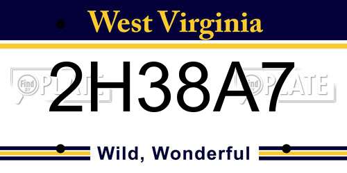 2H38A7 West Virginia License Plate