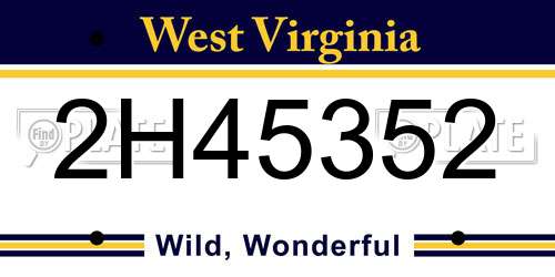 2H45352 West Virginia License Plate