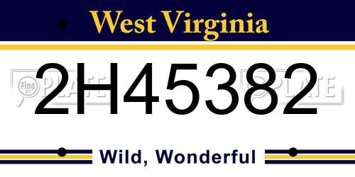 2H45382 West Virginia License Plate