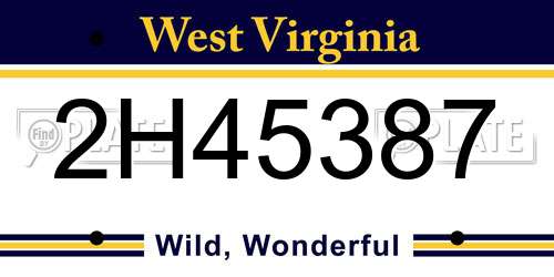 2H45387 West Virginia License Plate