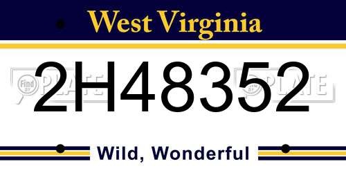 2H48352 West Virginia License Plate