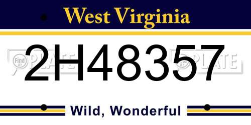 2H48357 West Virginia License Plate