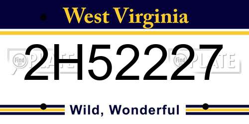 2H52227 West Virginia License Plate