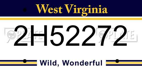 2H52272 West Virginia License Plate