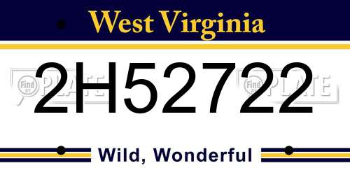 2H52722 West Virginia License Plate