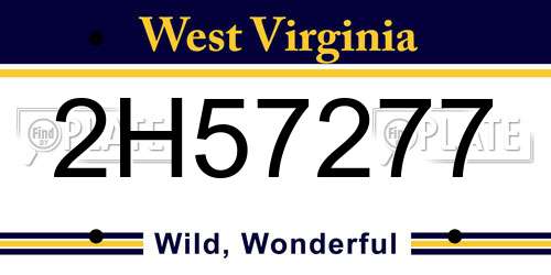 2H57277 West Virginia License Plate