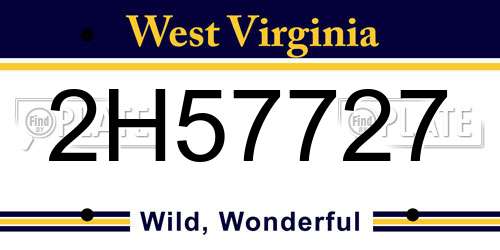 2H57727 West Virginia License Plate