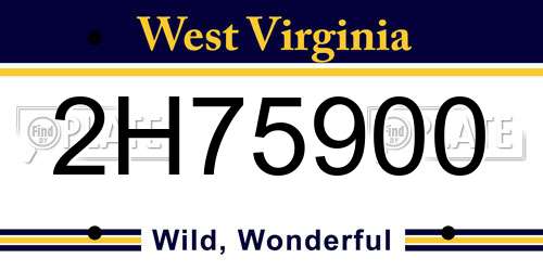 2H75900 West Virginia License Plate
