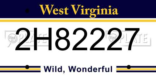 2H82227 West Virginia License Plate