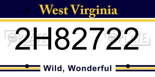 2H82722 West Virginia License Plate