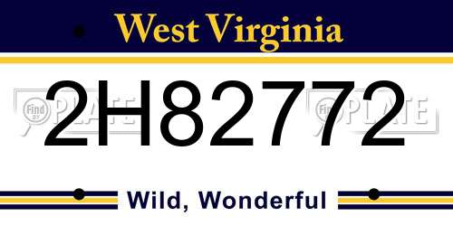 2H82772 West Virginia License Plate