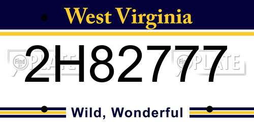 2H82777 West Virginia License Plate