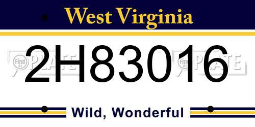 2H83016 West Virginia License Plate