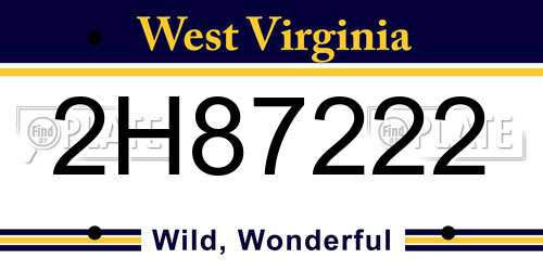 2H87222 West Virginia License Plate