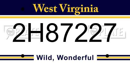 2H87227 West Virginia License Plate
