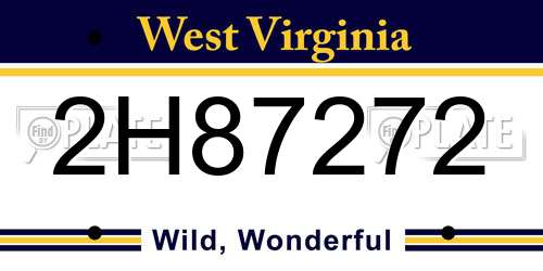 2H87272 West Virginia License Plate