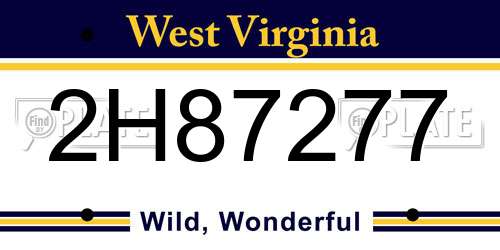 2H87277 West Virginia License Plate