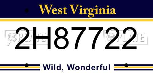 2H87722 West Virginia License Plate