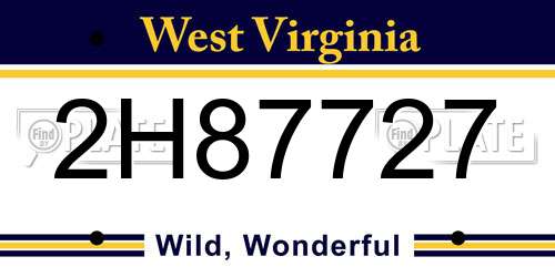 2H87727 West Virginia License Plate