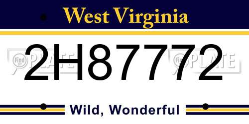 2H87772 West Virginia License Plate