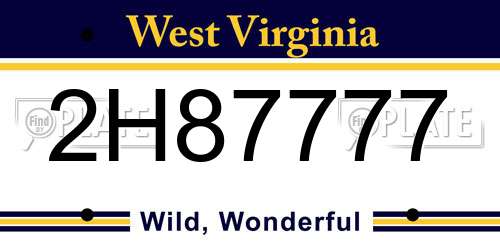 2H87777 West Virginia License Plate