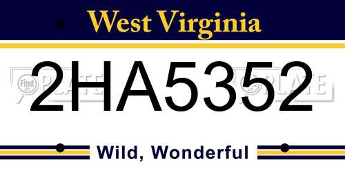 2HA5352 West Virginia License Plate