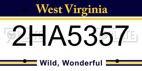 2HA5357 West Virginia License Plate