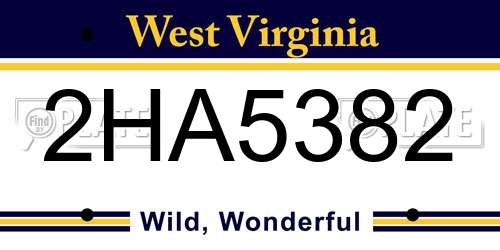 2HA5382 West Virginia License Plate