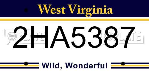 2HA5387 West Virginia License Plate