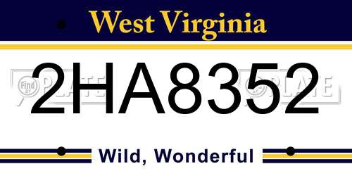 2HA8352 West Virginia License Plate