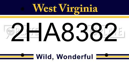 2HA8382 West Virginia License Plate